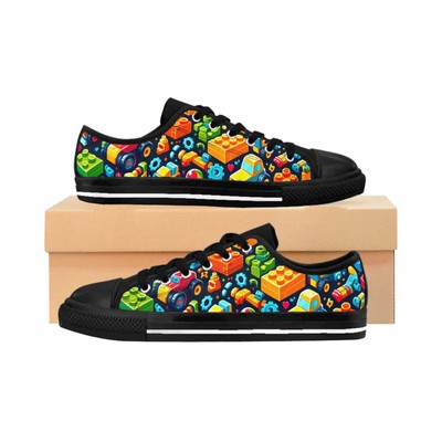 Building Block Themed Low Top Men's Shoes | Toy Car Themed Men's Tennis Shoes 