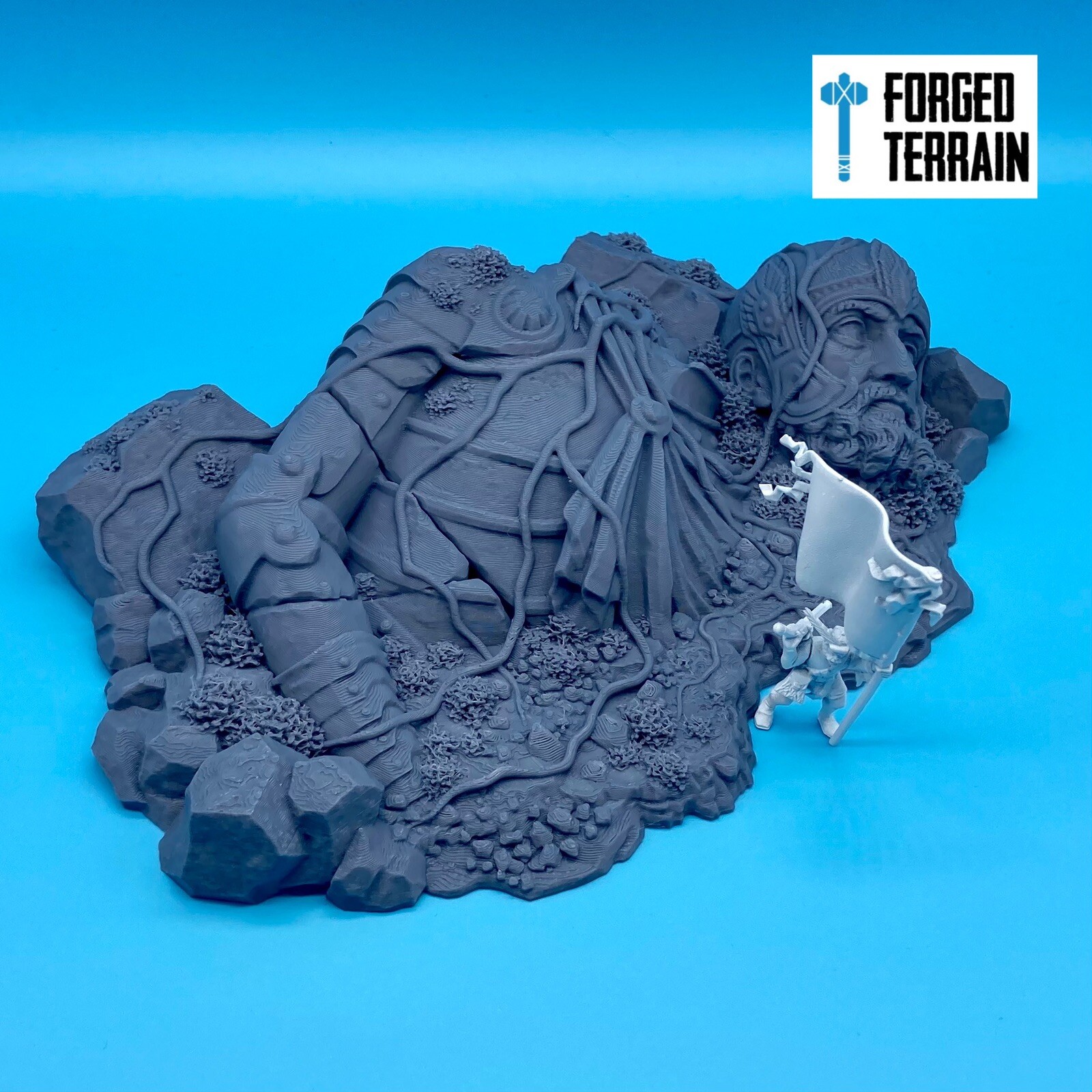 Fallen Giant Statue - Fantasy Terrain Scatter Props 28mm Tabletop Statue Diorama