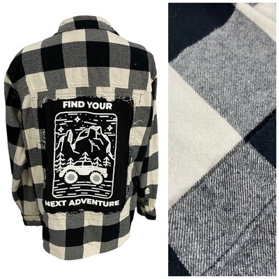 Upcycled Flannel Shirt Women XL Shacket Off Road Adventure Hiking Grunge Camp