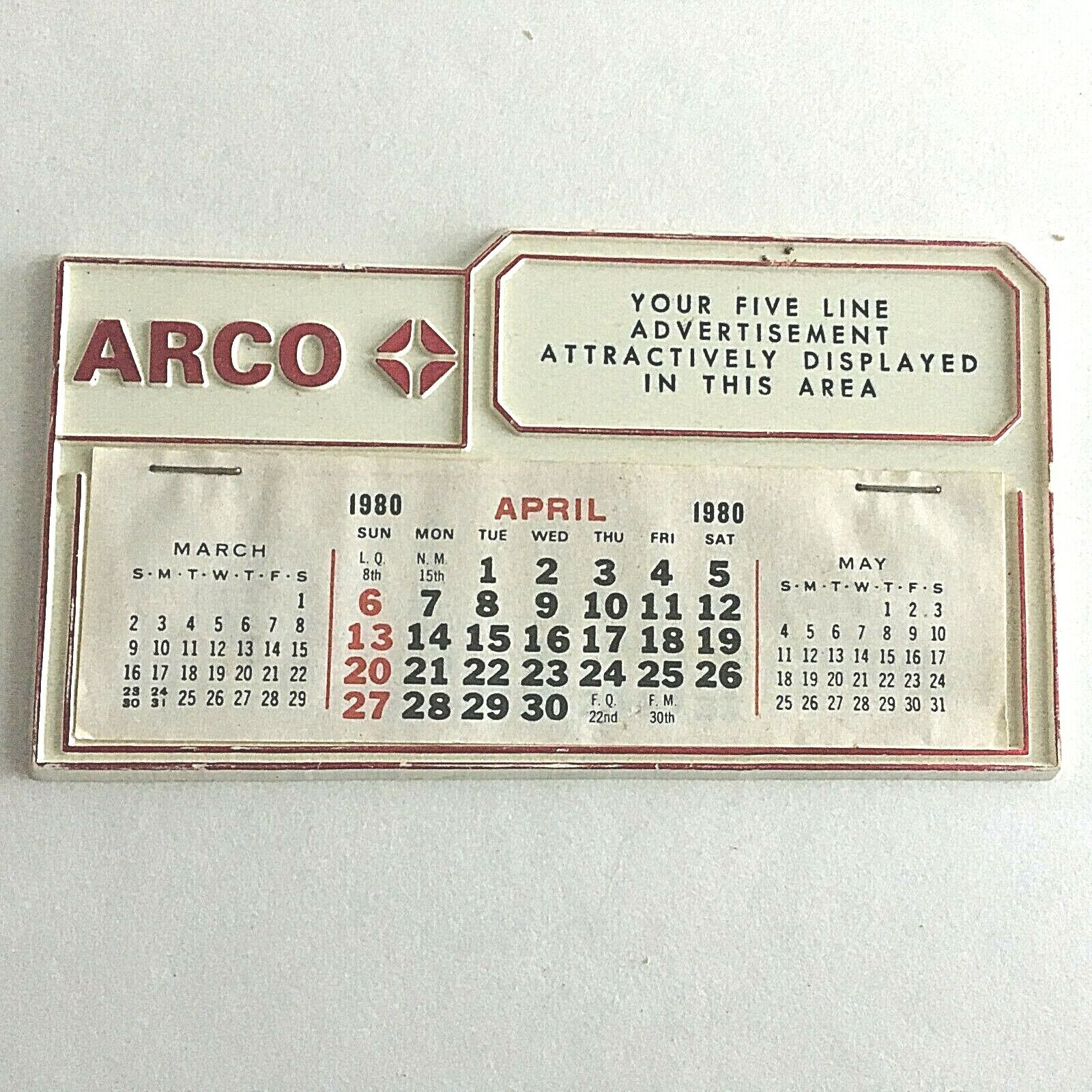 Vintage 1980 ARCO Gas Service Station Calendar (April May-June...