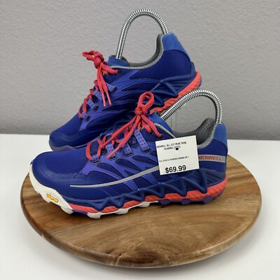 Merrell All Out Peak Trail Running Shoes Royal Blue/Orange Women s 6 J32528 Hike