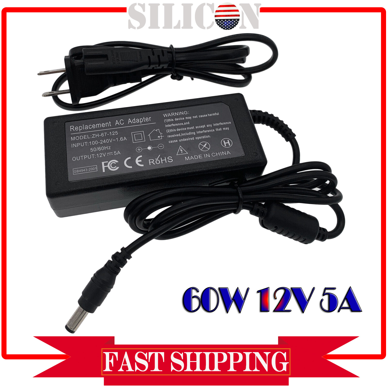 For Dell S2719h S2719hn S2719nx 27" Led Monitor Power Supply Cord