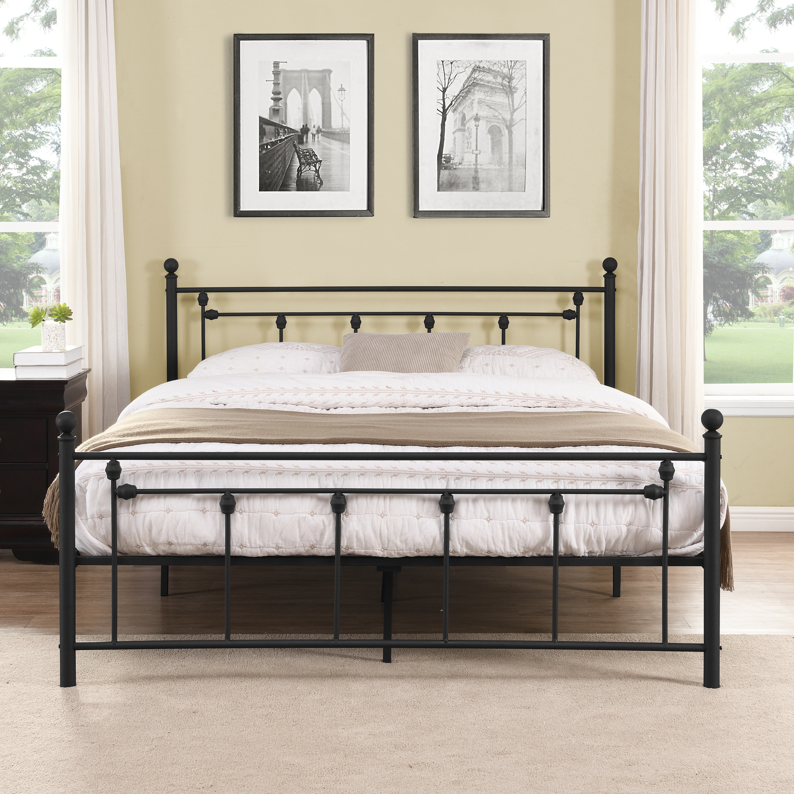 With Vintage Headboard And Footboard Farmhouse Bed