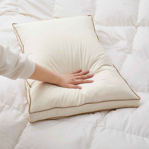 2 Pack Gusset  75% White Down Pillows, 100% Organic Cotton, King Or Queen Pillow