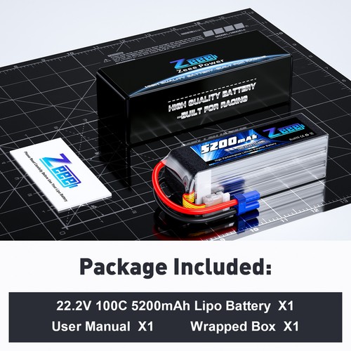 Zeee 6S Lipo Battery 5200mAh 22.2V 100C EC5 for RC Car Truck Airplane Heli Drone