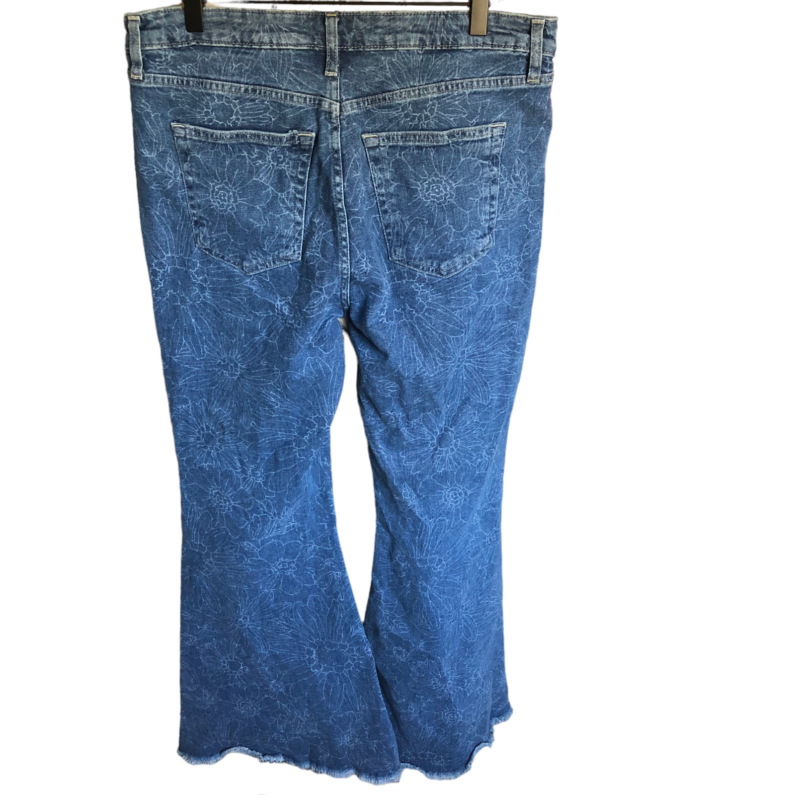 Forever 21 Sz 31 Floral Flare High Rise Medium Wash Bell Bottom Retro Jeans NWOT