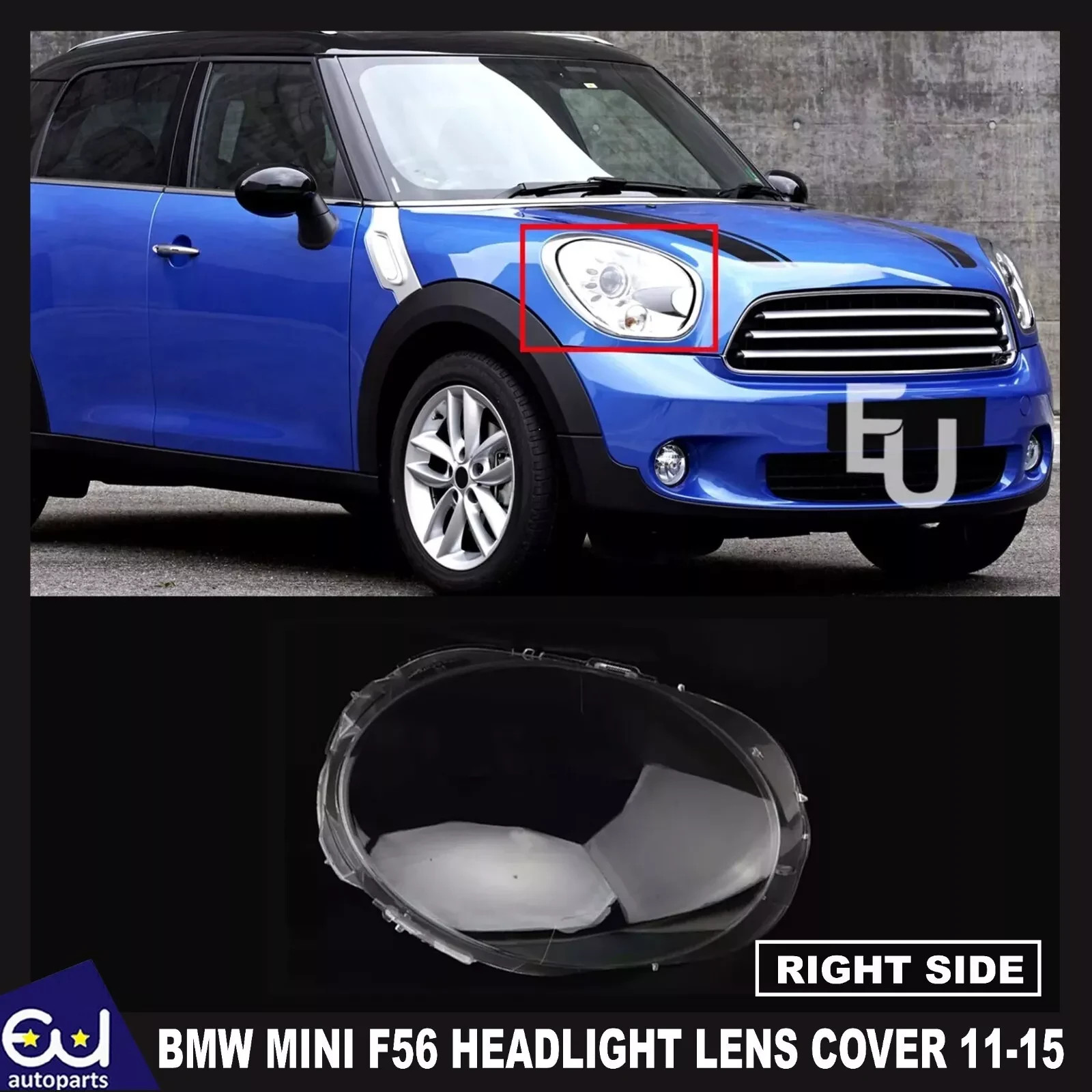 FOR RIGHT FRONT HEADLIGHT LENS COVER LAMPSHADE FOR BMW MINI COOPER R56 HATCHBACK
