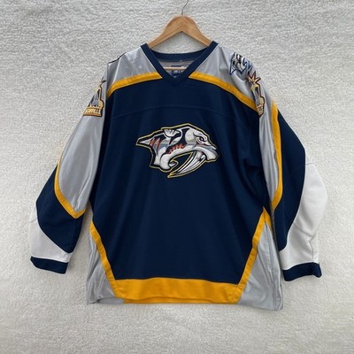 Vintage Nashville Predators Jersey Mens 2XL Blue Silver Starter NHL Hockey Away