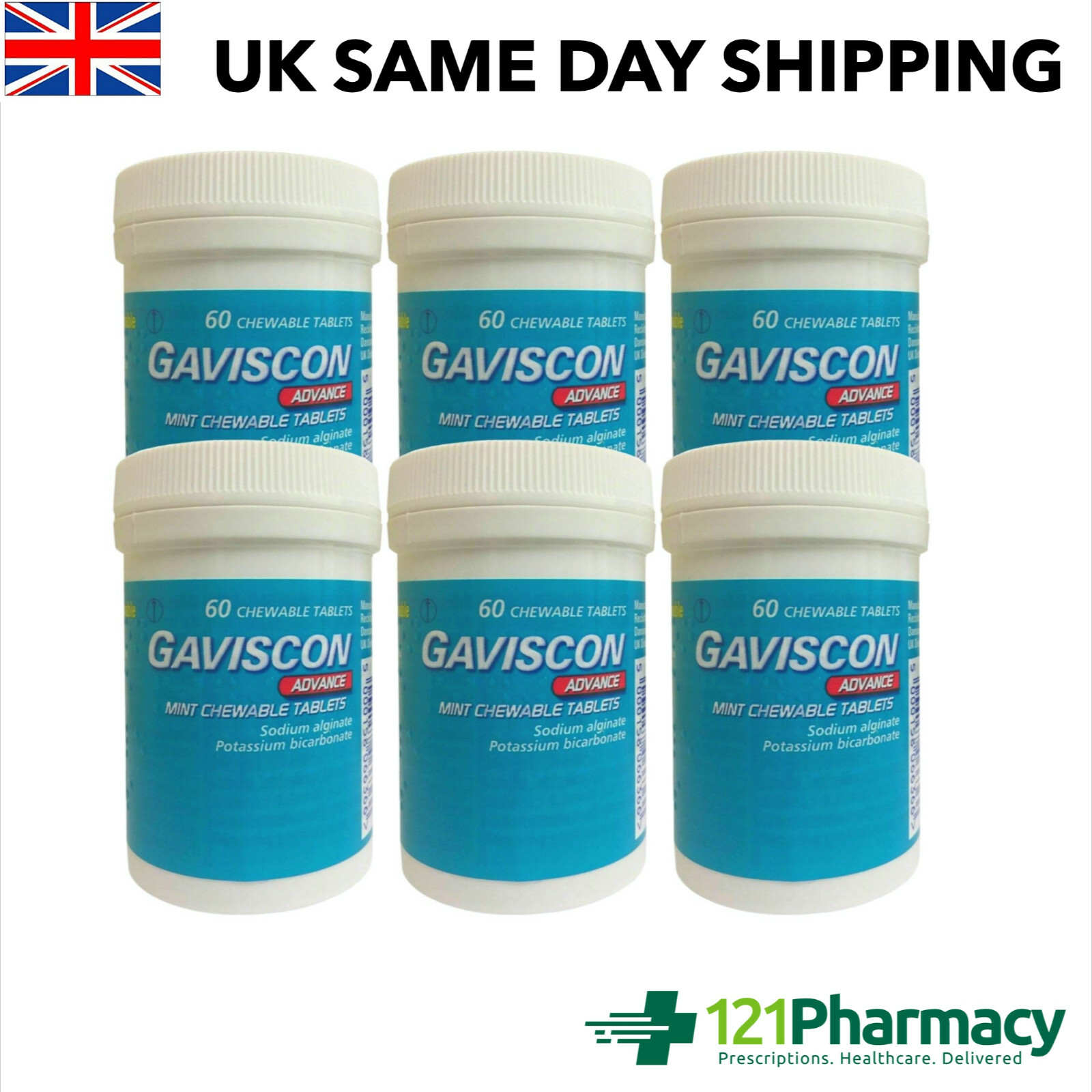 Gaviscon Advance Chewable Peppermint 60 360 Tablets 16 packs