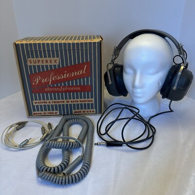 Vintage Superex St-Pro B Professional Headphones USA Original Box