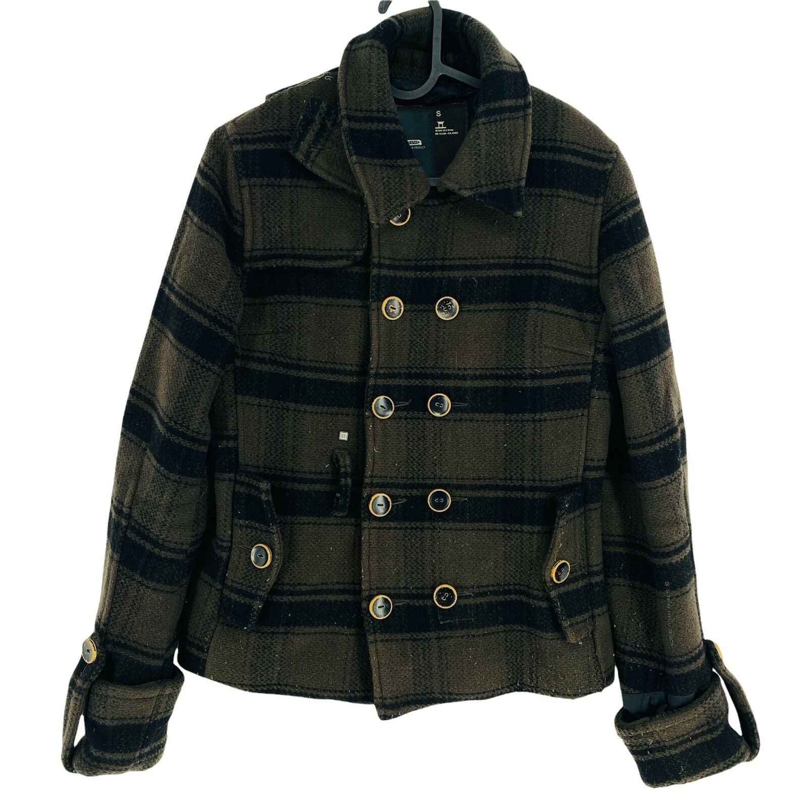 G-STAR RAW Brown Wool Blend Pea Coat Jacket Size S | eBay