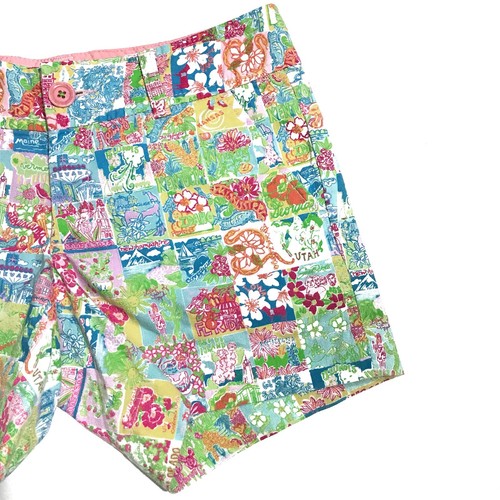 Lilly Pulitzer State Of Mind Callahan Shorts Size 00 Patch Work Patriotic States