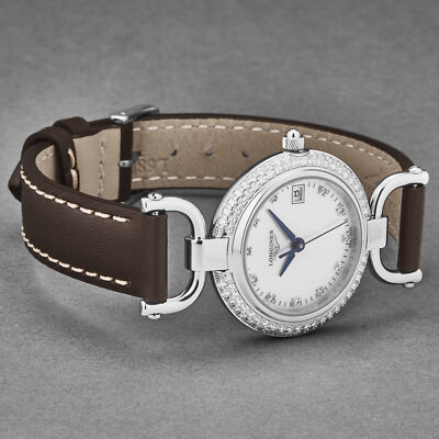 Pre-owned Longines Womens 'equestrian' Mop Dial Brown Leather Strap Quartz L6.130.0.89.2