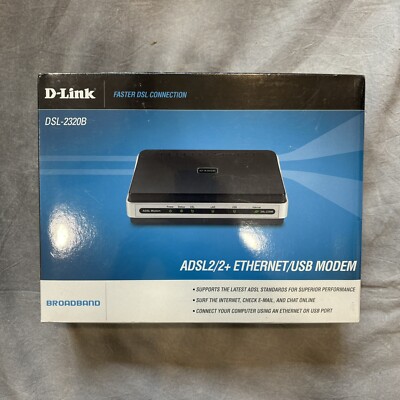D-Link ADDL2/2+ Ethernet/USB Modern DSL-2320B Sealed