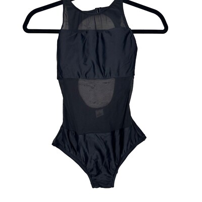 Women's Venus Black Sheer Panel One Piece Bathing Swim Suit Sz 4