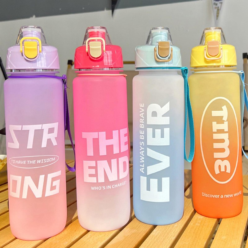 35 Oz Sports Water Bottle With Time Marker Leak-proof Cup Fitness BPA Free