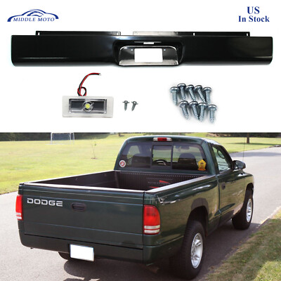 Rear Bumper Roll Pan w/LED License Light For 1997-2004 Dodge Dakota Fleetside