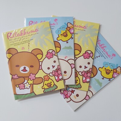 san-x rilakumma relax bear hawaii theme paper notebook striped 4pc