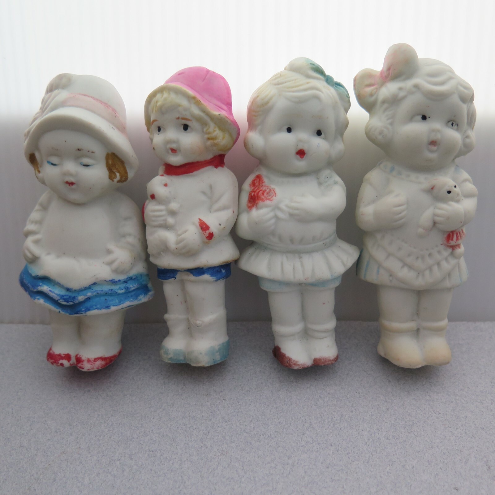Vintage Lot Of 4 Bisque Frozen Charlotte Dolls Made in Japan 3 1/2