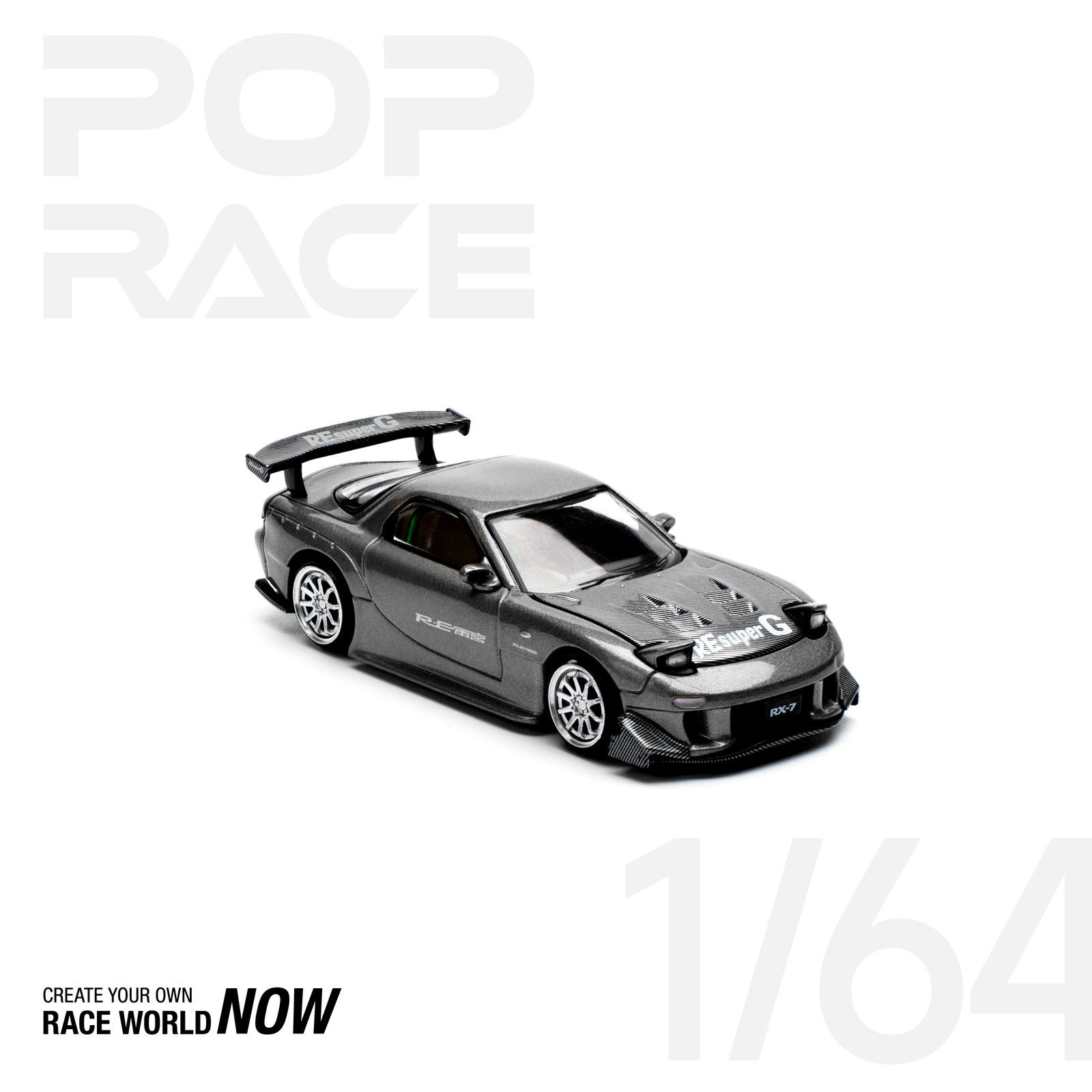 POPRACE 1/64 MAZDA RX7 RE-AMEMIYA - GUN METAL Model Car | eBay