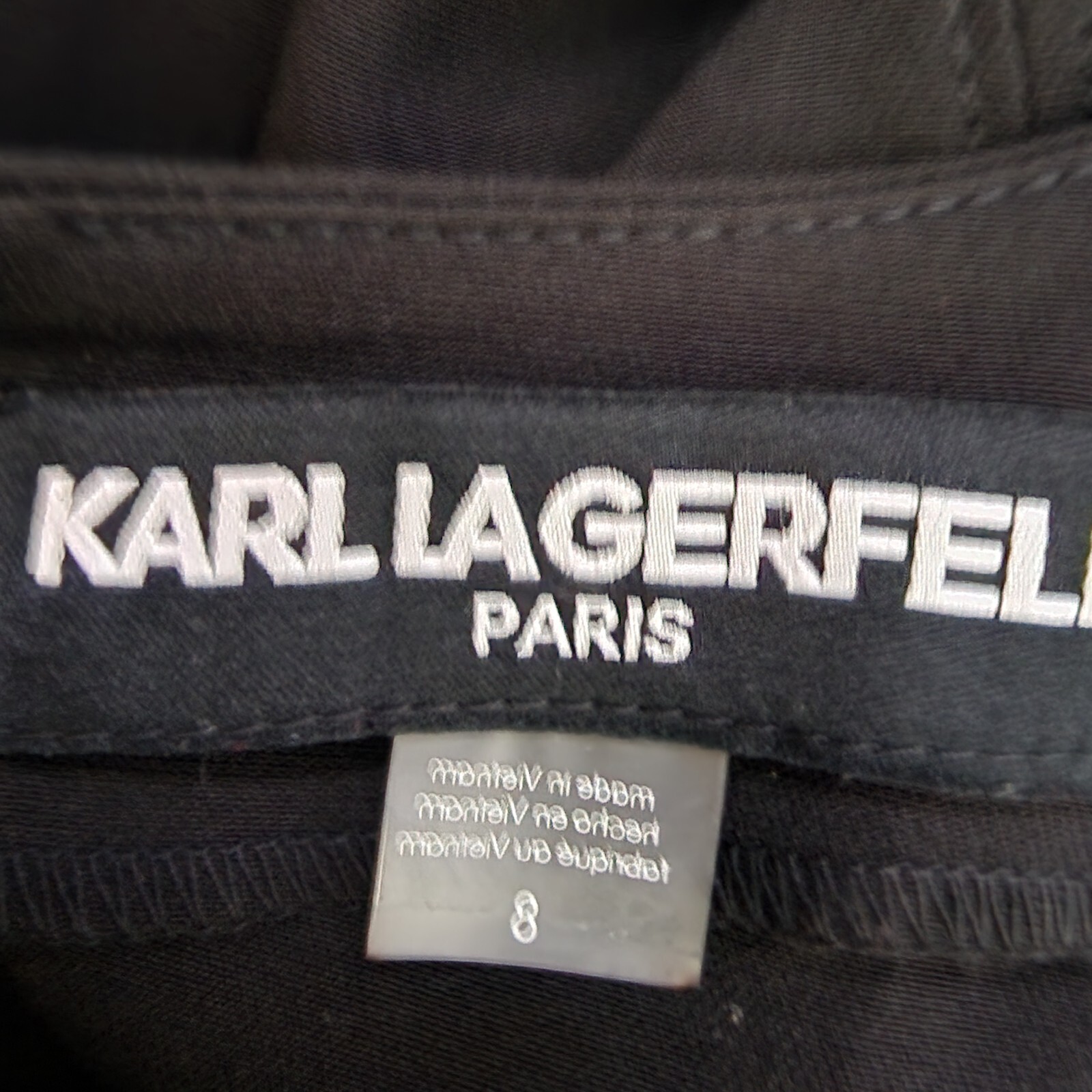 KARL LAGERFELD PARIS Square Neck Crepe Dress Women's 8 Black Back Zip Closure - Picture 8 of 14