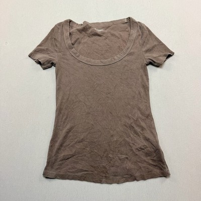 Old Navy Ribbed T-Shirt Womens Extra Small Brown Scoop Neck Short Sleeve