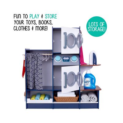 Lil’ Jumbl Kids Washer and Dryer Playset, Wooden Children's Pretend Laundr