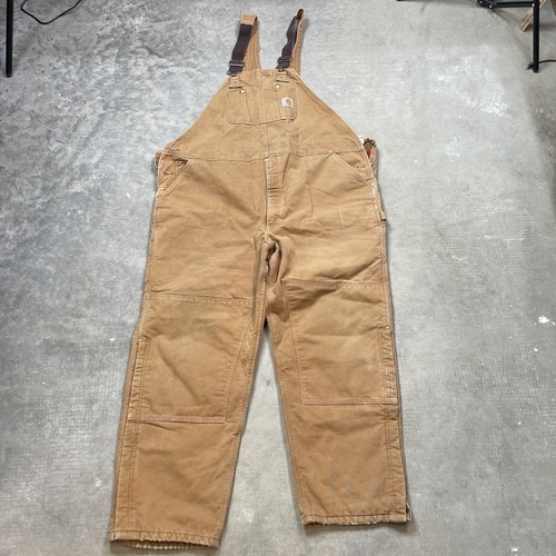 Carhartt Overalls 50 X 32 00s Double Knee Lined Brown Bib