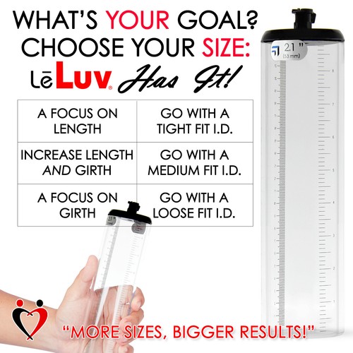 LeLuv Penis Pump Smart Magna LCD | Thick Wall Cylinders | 1.3-3.1 Inch Diameters