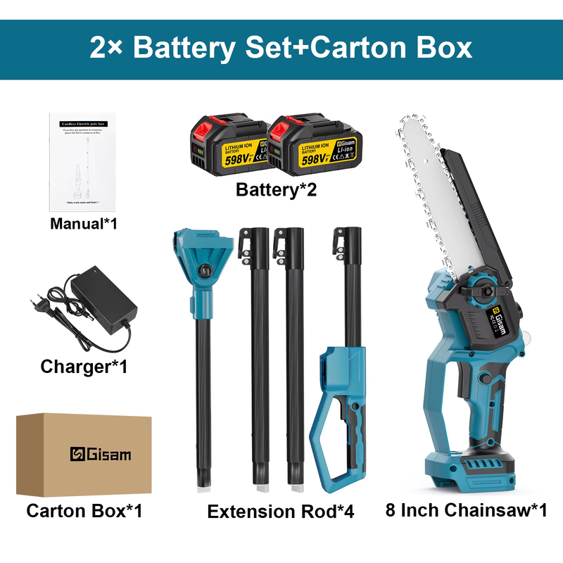 8Inch Brushless Telescoping Pole Electric Chainsaw High Branch Saw Garden Prunin
