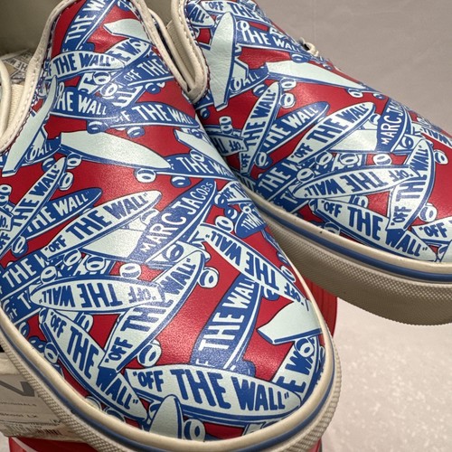 Pre-owned Vans Marc By Marc Jacobs X  Slip On Logo Skate Shoe Sneakers Sz 12 Us Blue Red