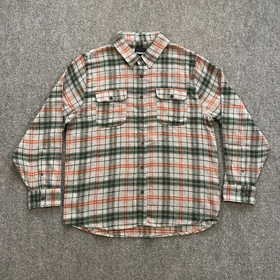 RSQ Long Sleeve Plaid Flannel Shirt Adult X-Large XL Gray Green Orange Mens NWOT