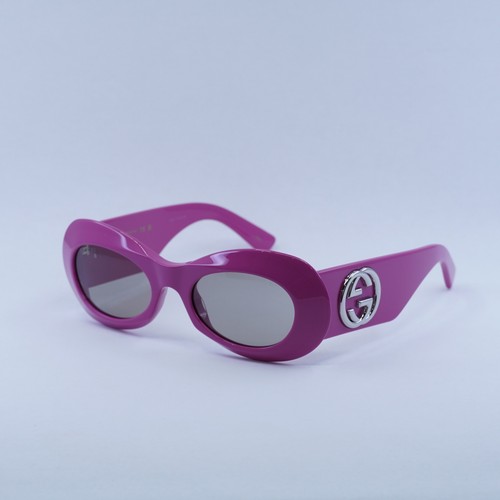 Pre-owned Gucci Gg1696s 004 Shiny Fuchsia/light Grey 51-20-140 Sunglasses Authentic In Gray