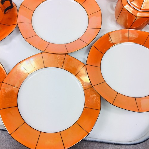 RUDOLPH WACHTER RW Vintage Germany Collect Orange Luster Iridescent Black China