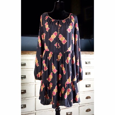 NWT New $138 Anthropologie Sammi Tiered Tunic Navy Blue Bohemian Dress Small S