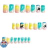 Summer French Tip Press on Nails Coconut Tree Stick on Nails Gloss Gradient Acrylic Glue on Nails Holiday False Nails Medium Square Fake Nails Glitter Artificial Nails Full Cover Nails for Women 24Pcs