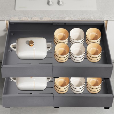 2* Pull Out Cabinet Organizer Expandable Drawer Organizer Easy Slide Out Drawers