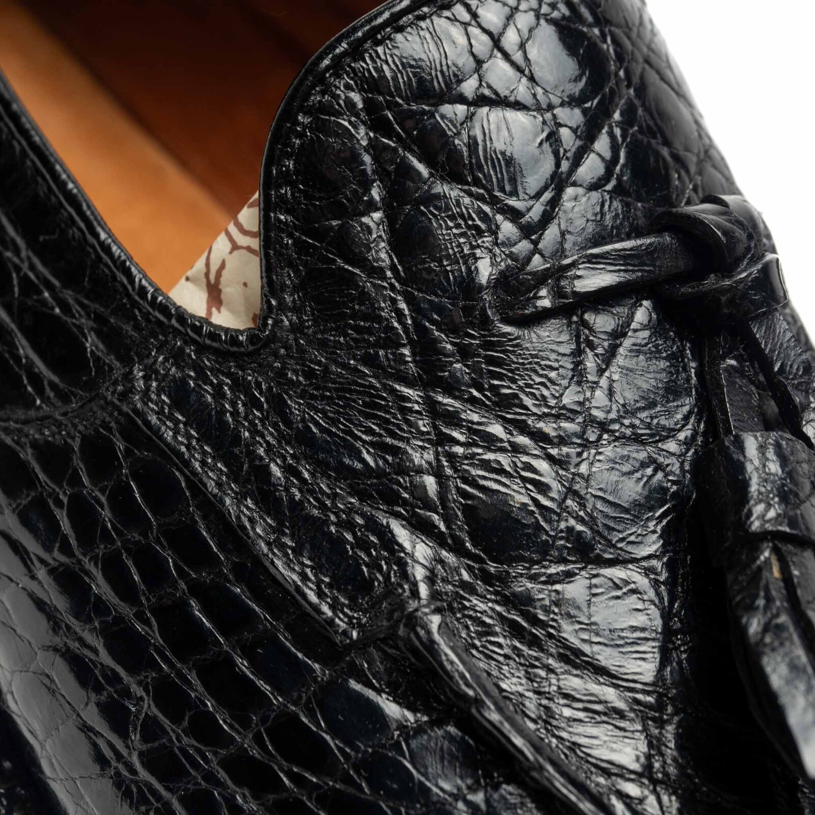 Pre-owned Santoni 10k$ Silvano Lattanzi Crocodile Alligator Shoes Uk: 8 Us: 9 Eu: 42 Tassle Black