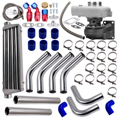 T3 T4 T04E A/R 0.57 400+HP TURBO Intercooler +Piping Pipe + Oil Line Kits