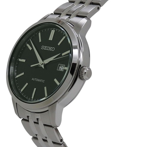 Pre-owned Seiko Essentials Automatic Green Dial Stainless Steel Men's Dress Watch Srph89