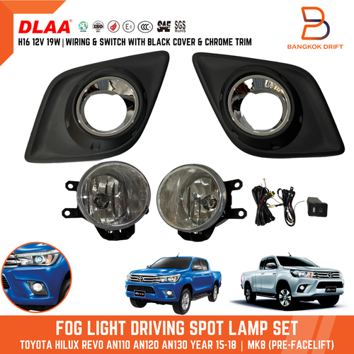 Front Bumper Fog Lights Set H16 Fits Toyota Hilux Revo SR5 AN120 2015-2018