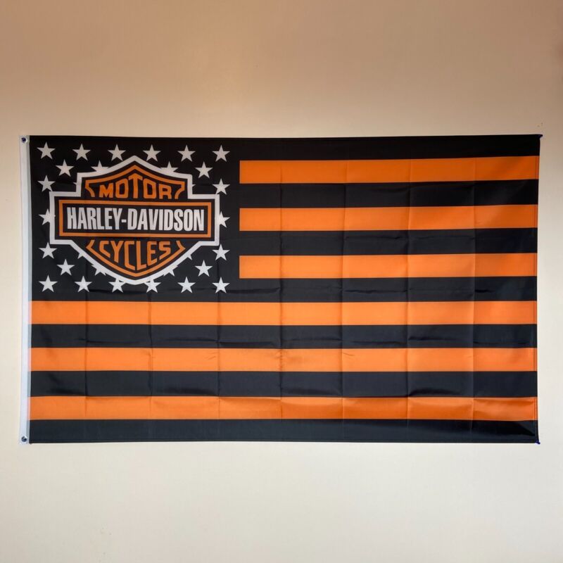 Harley Davidson Motorcycle USA Flag 3x5 ft Legendary Banner Garage Wall Decor