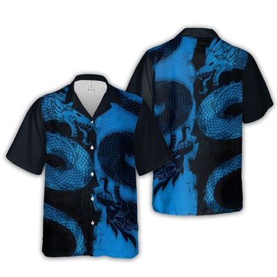 Night God Dragon Ryujin Japanese Warrior Japanese Samurai Hawaiian Shirt