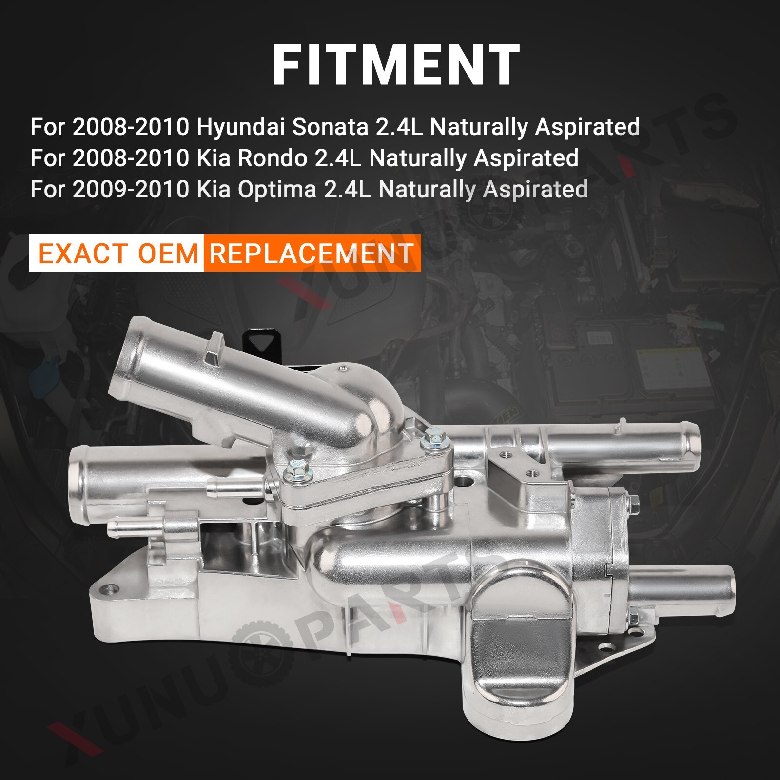 Aluminum Thermostat Housing Assembly for 2008-2010 Hyundai Sonata 2.4L NA