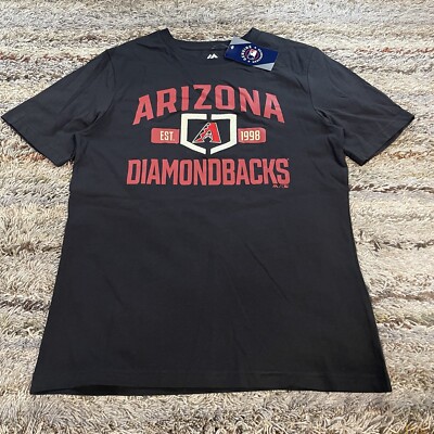 Majestic MLB Arizona Diamondbacks Dbacks Black T-Shirt Mens Medium SS Crewneck