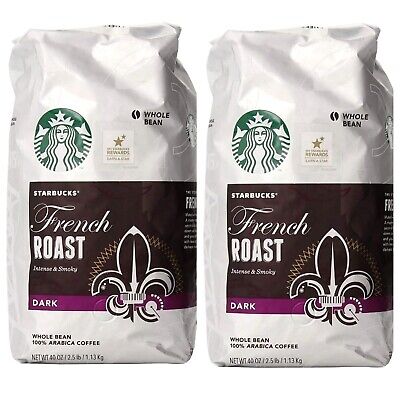 2X Starbucks French Roast Dark Whole Bean 100% Arabica Coffee 40oz EXP 08/2024