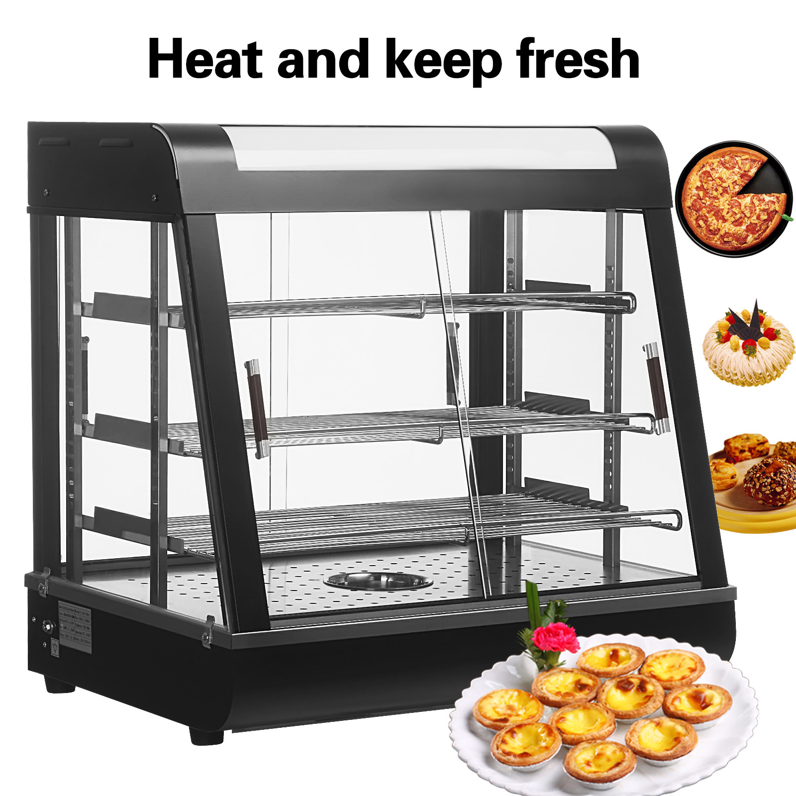 3 Tiers Commercial Food Pizza Warmer Cabinet Counter Top Heated
