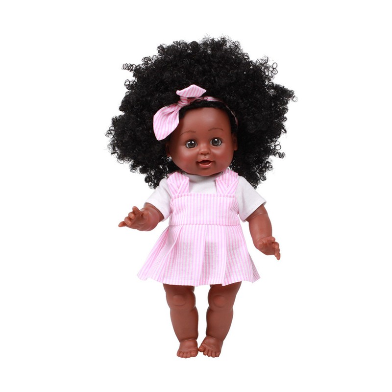 Black Dark Skin African Baby Doll 35cm/13.8inch Reborn Baby Dolls Full Silicone