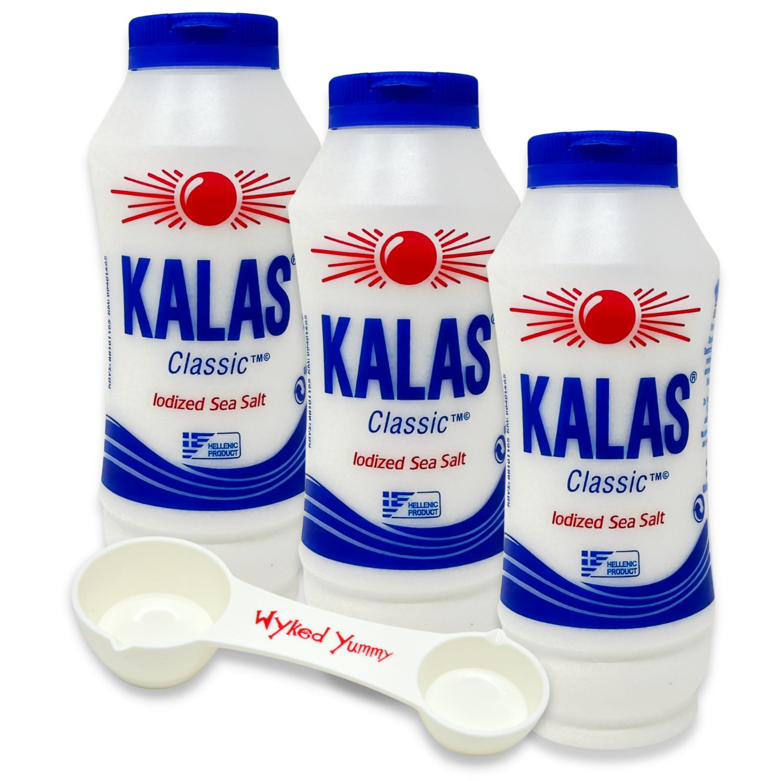 Kalas Classic Greek Salt 400g Pack of 3 with Bonus Spoon