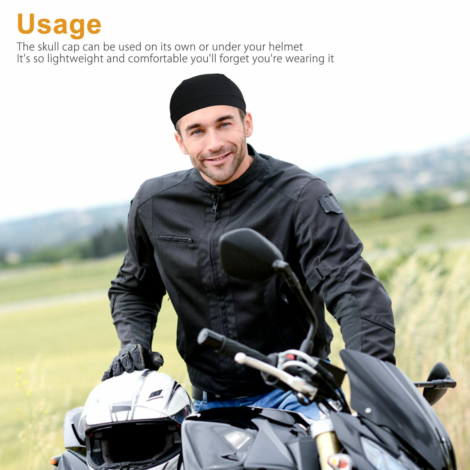 2 Pack Du Rag Head Wrap Men Motorcycle Helmet Liner Skull Cap Do Doo Bandana Hat
